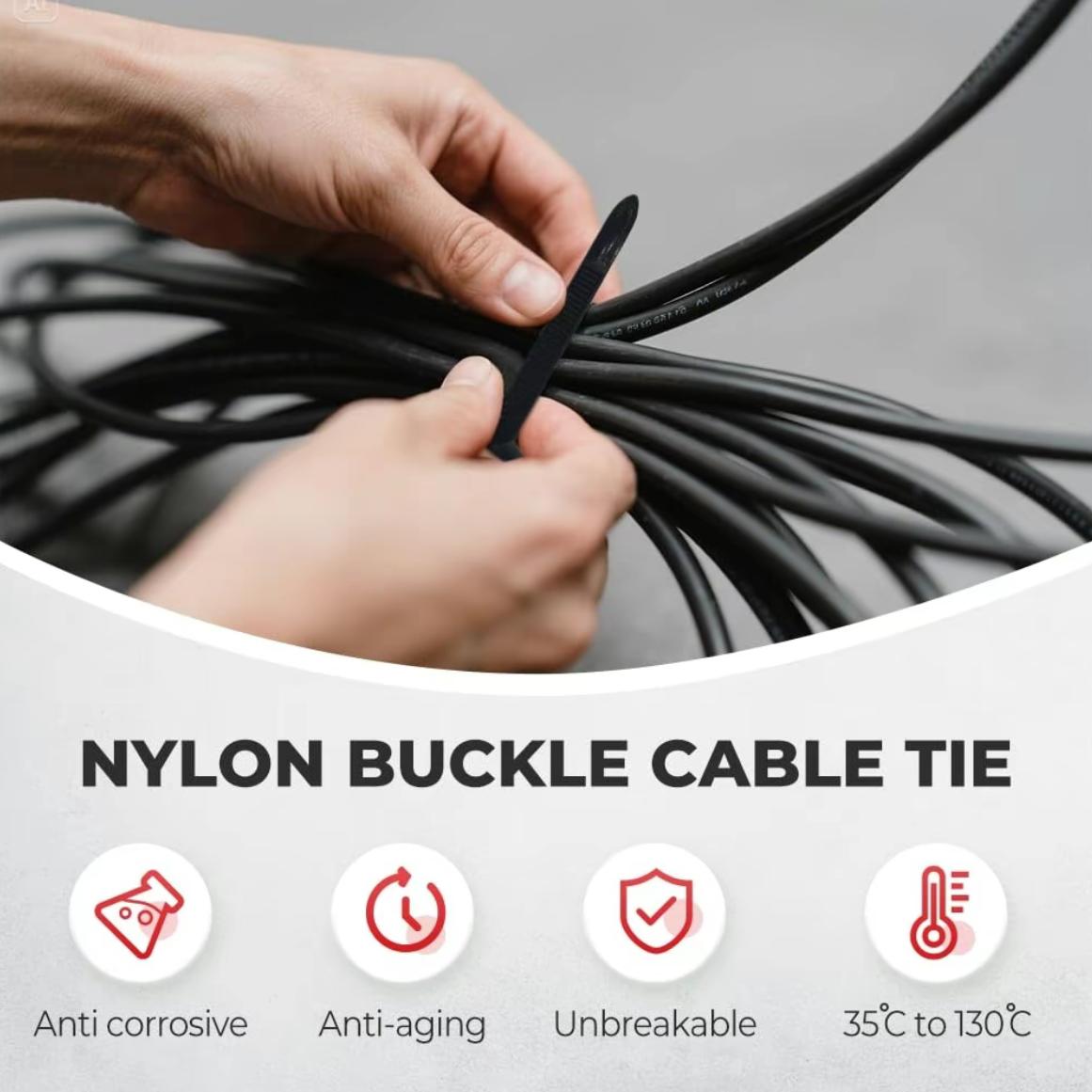 100Pcs Heavy-Duty Nylon Universal Cable Ties Self-Locking Buckle Multipurpose Tool for Car Daily Repairs Anti-Corrosion Eco-Friendly Durable No Warranty