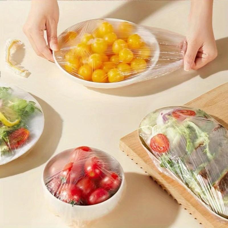 Reusable Stretch Food Covers - Clear Plastic Sealing Lids for Bowls & Plates | Microwave & Refrigerator Safe