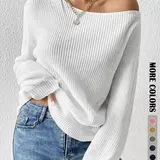 【Black Friday】Women's Long Sleeve Knit Pullover, Casual Acrylic Sweater for Fall & Winter