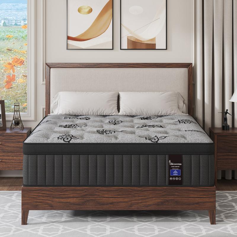 Twin Full Queen King Mattress in a Box, 10 Inch Hybrid Mattresses with Gel Memory Foam and Individually Pocket Innerspring Euro Top Medium Firm for Motion Isolation, Edge Support