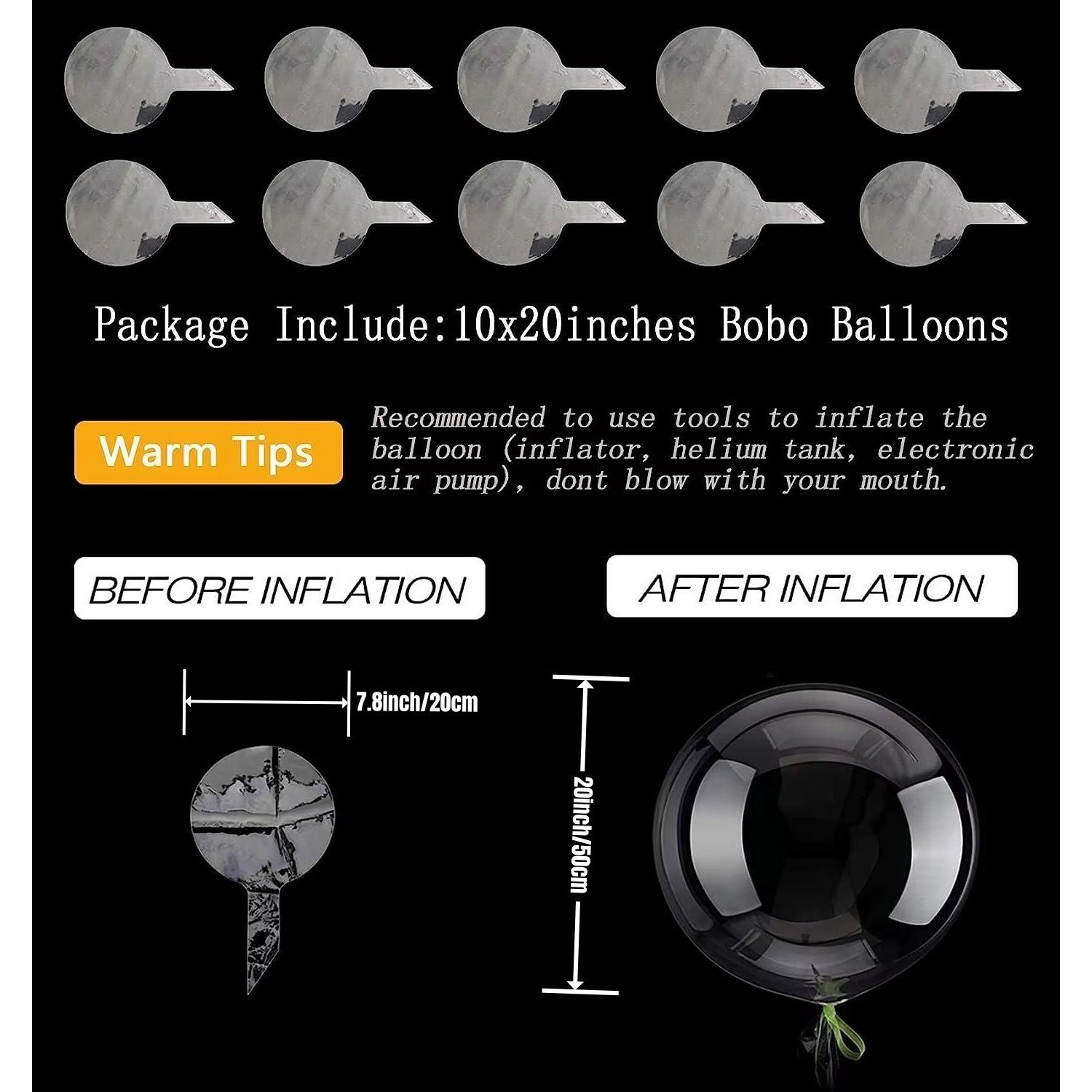 20 Pcs Bobo Balloons Bubble Balloons, 20 Inch Clear Bobo Balloon, Large Transparent Bubble Balloon for Wedding Birthday Party