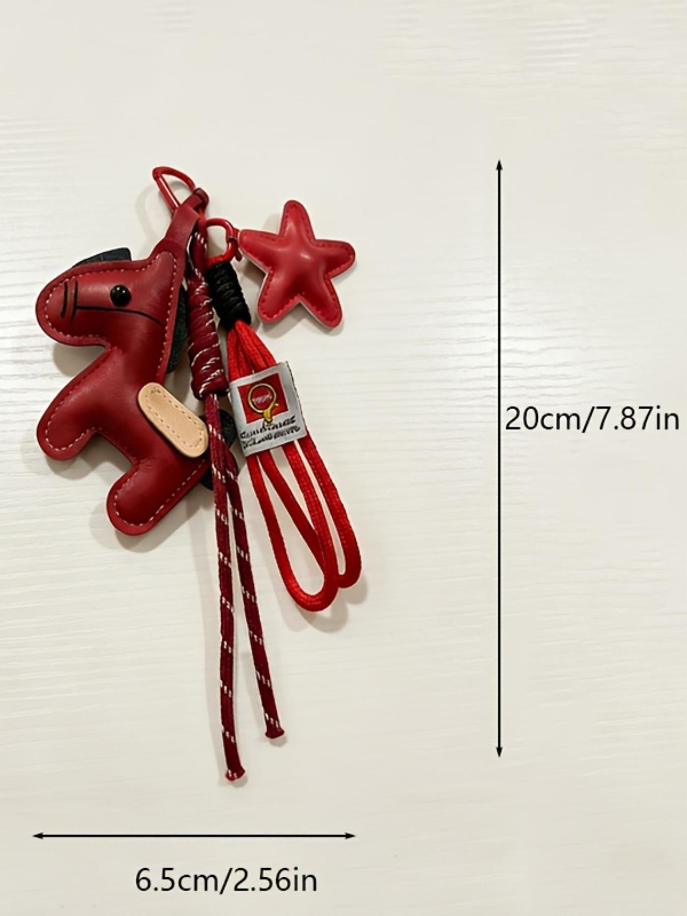 Year of the Horse Zodiac Pendant PU Leather Star & Horse-Shaped Keychain, Keychain for bags, Star Horse Bag Charm Key Chain Double Woven Rope Lanyard With Horse Charms Car Backpack Accessory Key Ring Decoration Valentine'S Day Gift