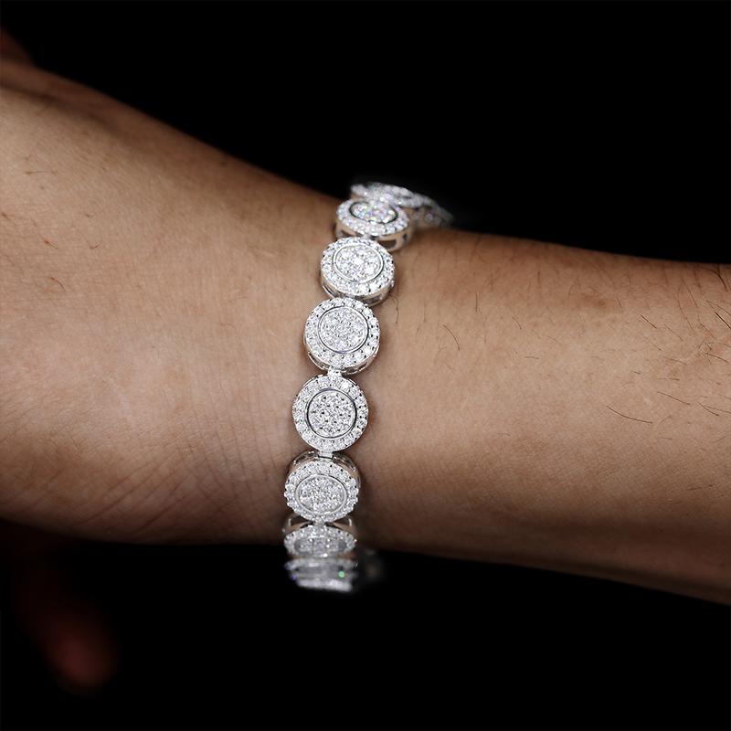 【#B205】UCCIYO 9mm Shiny Lab-Created Moissanite Bracelet Womens Delicate Round Bracelet 925 Sterling Silver Mens Hip Hop Rapper Gift