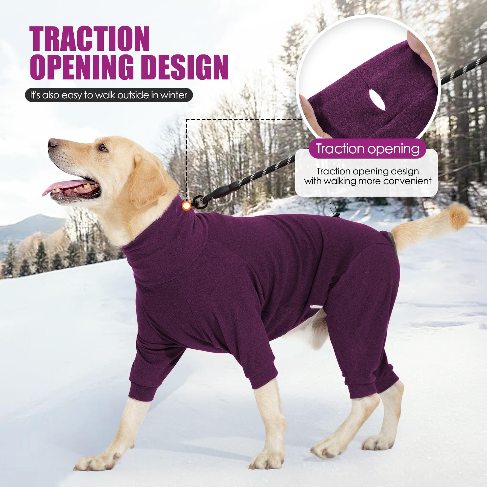 Dog Sweater Coat Winter Clothing for Small Medium Large Pets, High Neck Warm Full Body Dog Pajamas Recovery Suit One-Piece Pants Comfortable Windproof Shirt