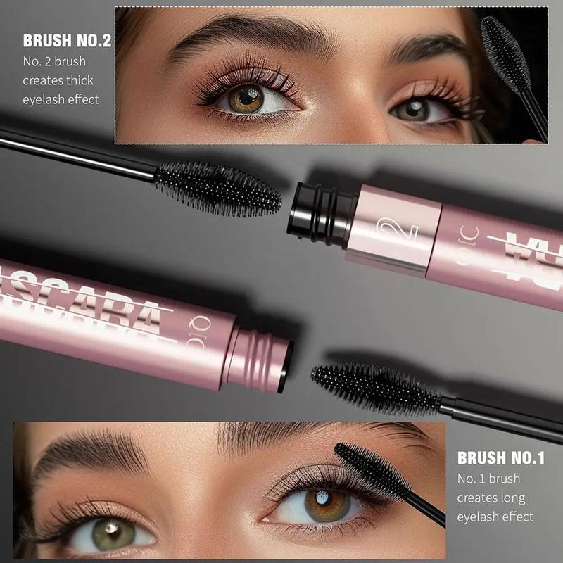 Women 2in1 Black Waterproof Mascara-5X Long Lasting 4D Lash for Beauty Charming Eye Makeup, All-in-One Mascara lady Smooth Gel mascara maybelline sky high maybelline sky high mascara blush matte wands liftingmascara