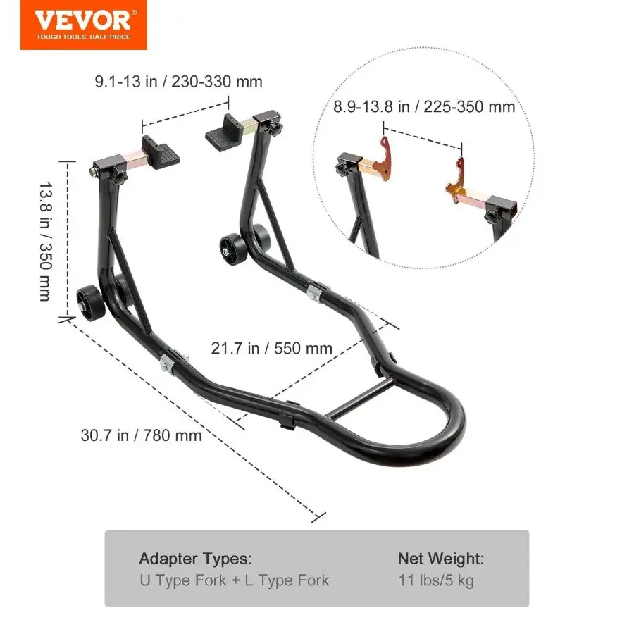 Heavy-Duty Steel Motorcycle Paddock Stand, Front and Rear Combo Lift Set with 850 lb Capacity, Adjustable Spool Fork Lifts for Home Repairs, Fits Most Motorcycles, Father's Day Gift, Vehicle Accessories, Motorcycle Gear