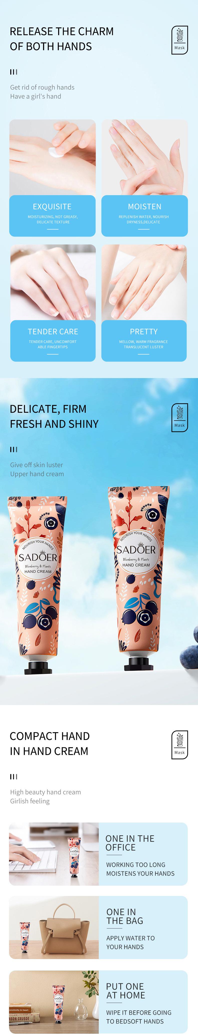 SADOER Anti-Crack Mini Hand Cream Hand Skin Care for Dry Cracked Hands Set, 5 Pieces Included