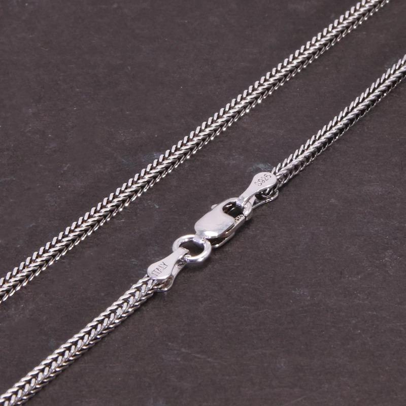 Pure S925 Sterling Silver Bright Classical Chopin Link Weave Fox Tail Pendant Chain Necklace 1.6mm Thick Men Woman Fine Jewelry