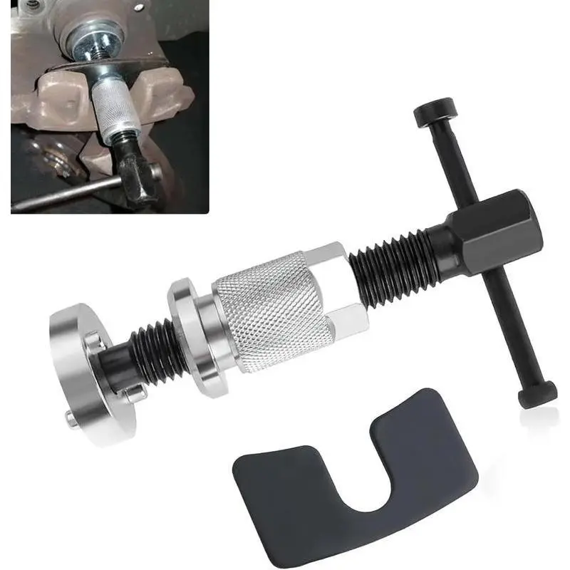 GJANSH Car Disc Brake Caliper Tool, Precision Thread Brake Piston Wind Back Tool, Thickened Gasket Brake Piston Tool, Universal Repaired Tool for Disk Brake Pad Replacement, for Most Cars (Silver)