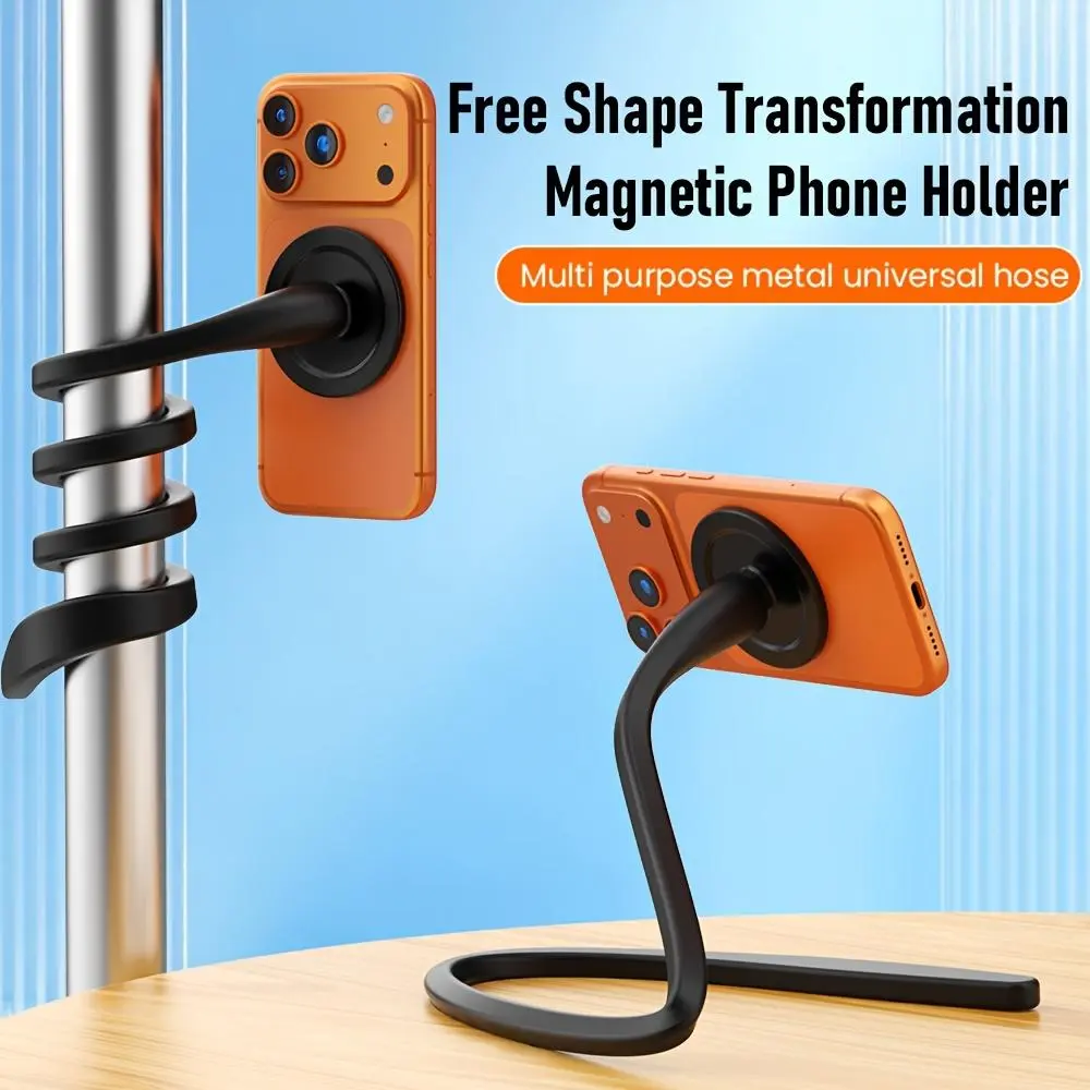 Magnetic Gooseneck Phone Holder, Flexible Lazy Arm Stand for Desk And Bed, 360 Degree Adjustable, Compatible with Magsafe Iphones And All Smartphones