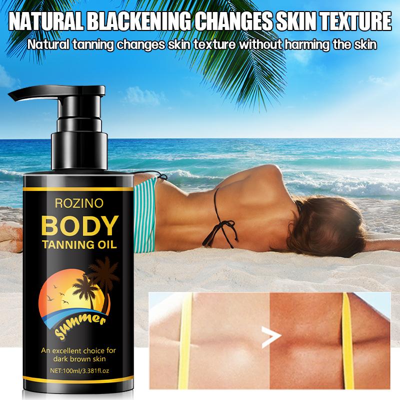 ROZINO Body Tanning Oil - Summer - Ready Sun - Kissed Skin Sunless Self Tanner Bronzing Lotion