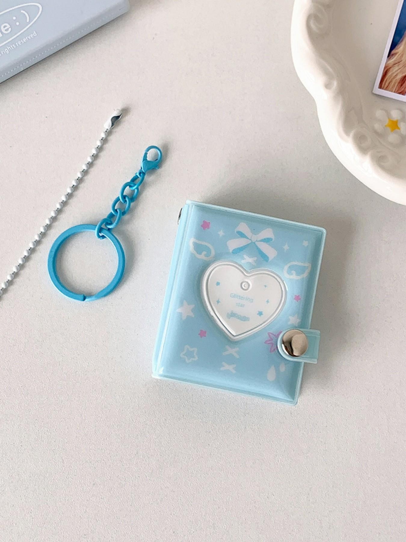 Mini 2 Inch Photo Album Keychain Holder, Holds 32 Photos, Heart Design, Perfect for Friends and Girls, Ideal Gift for Besties