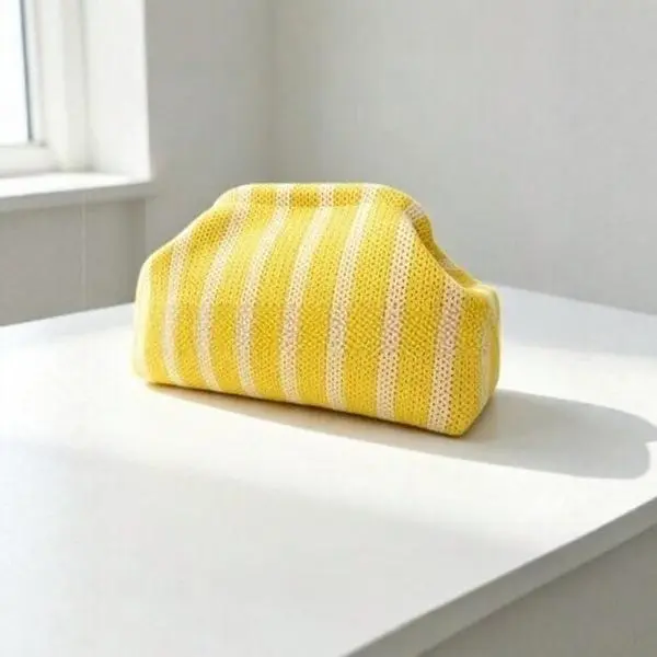Striped Knit Handbag, Large Capacity Makeup Bag, Cosmetics Bag, Foldable Beach Bag, Elegant Party Evening Bag, All Seasons