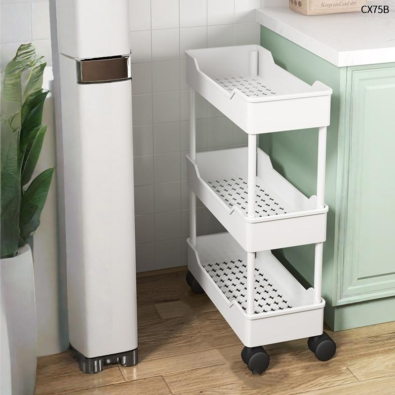 Multi-Layer Gap Storage Rack for Kitchen & Bathroom, Narrow Design for Refrigerator Sides, Refrigerator Organizer, Refrigerator Accessories, Ideal for Snacks & Small Items Organization