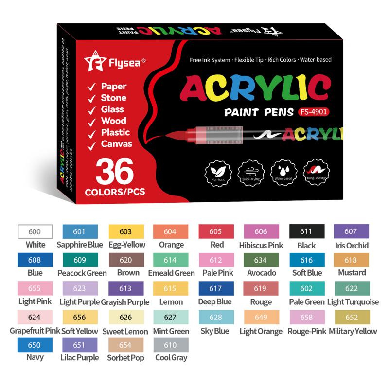 Acrylic Paint Markers, Soft Brush Tip Acrylic Paint Pens, Quick-Drying Waterproof Ink, for Rock Painting Plastic Wood Canvas Glass Ceramic Metal Art Crafts Supplies Christmas Gift