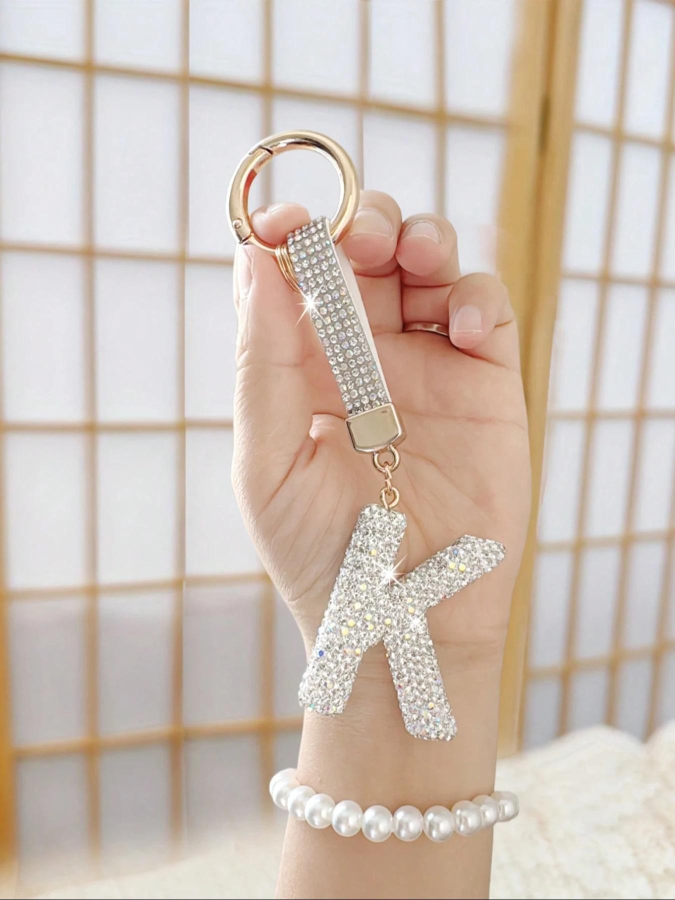 Shiny Rhinestone Letter Keychain, Lucky Crystal Pendant, Sparkling Alloy Charm, Perfect Gift for Bags and Backpacks, Women and Girls