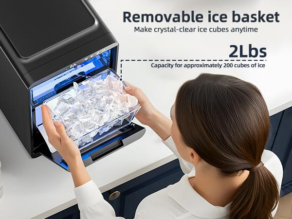 Antarctic Star Crescent Ice Maker,Countertop Ice Maker with Portable Crescent Ice,27 Lbs/24H,16Pcs in 15Mins,Self-Cleaning,for Home/Kitchen/Office/Party