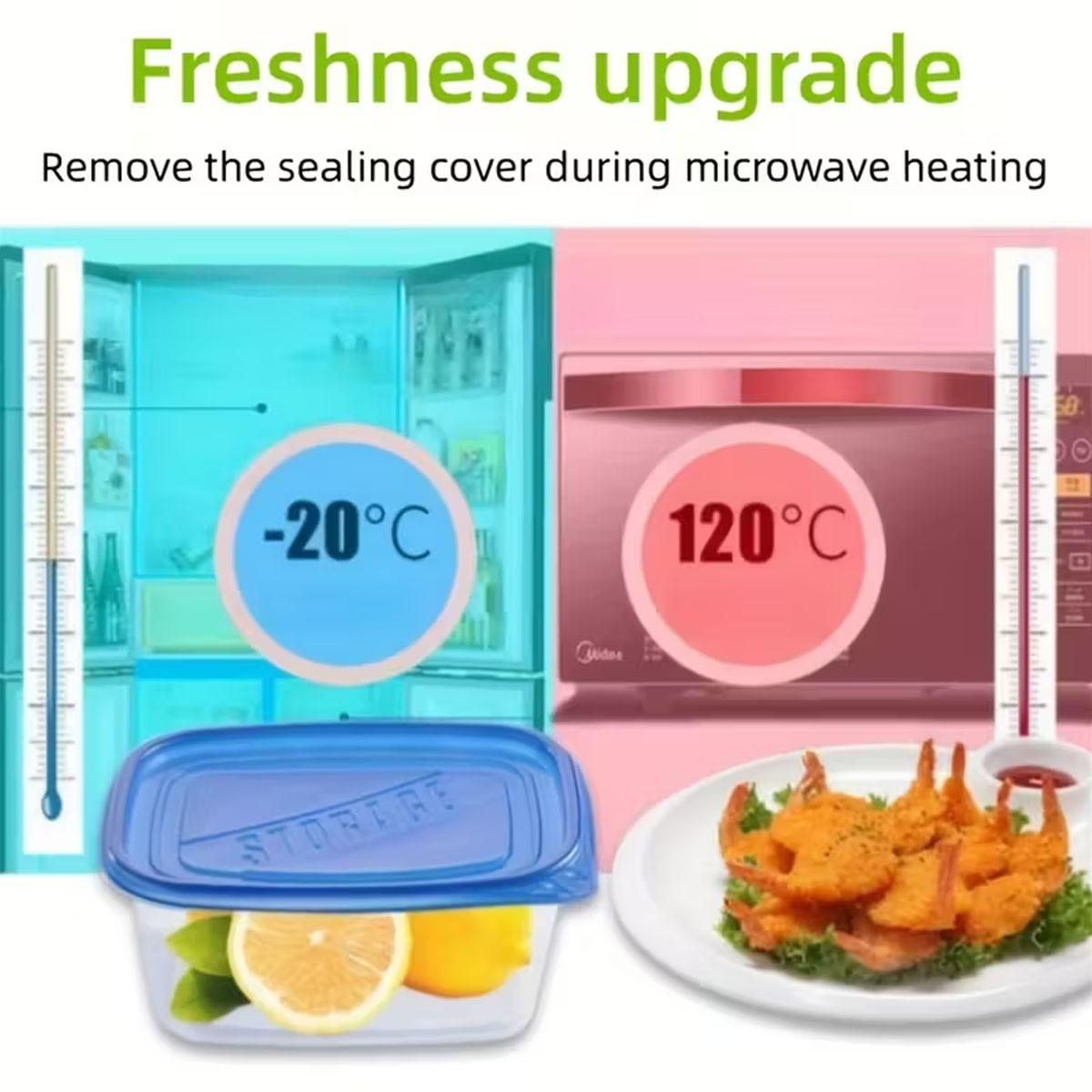 6/12pc Rectangular Food Storage Boxes, Food Storage Set, PP Material, Lids Included, Stackable, Leak-Proof, Reusable, Microwave & Dishwasher Safe