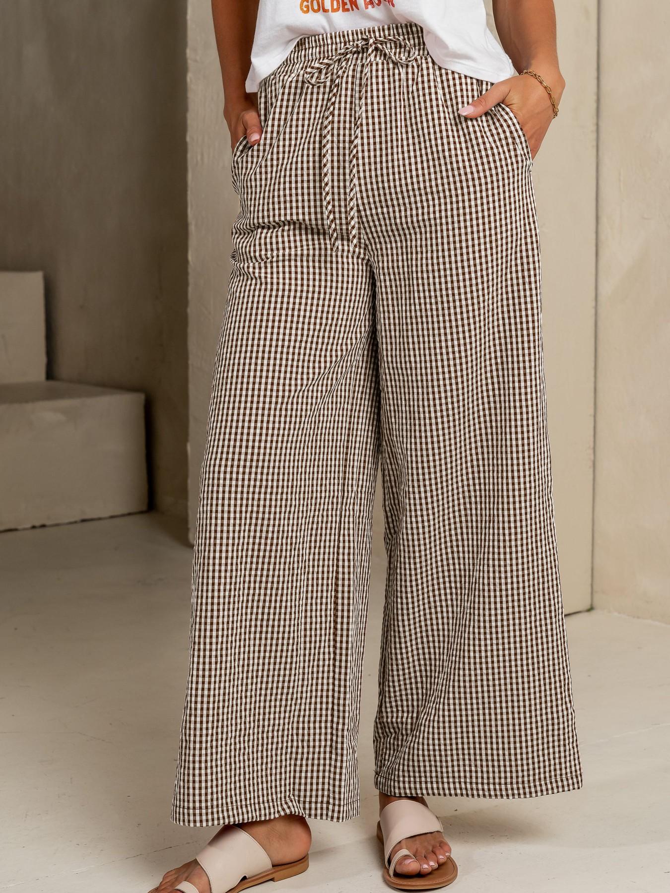 Women's Plaid Wide Leg Pants, Casual Loose Straight Fit, Drawstring Waist, Pockets, Home Sleepwear, Loungewear, Spring & Fall Fashion