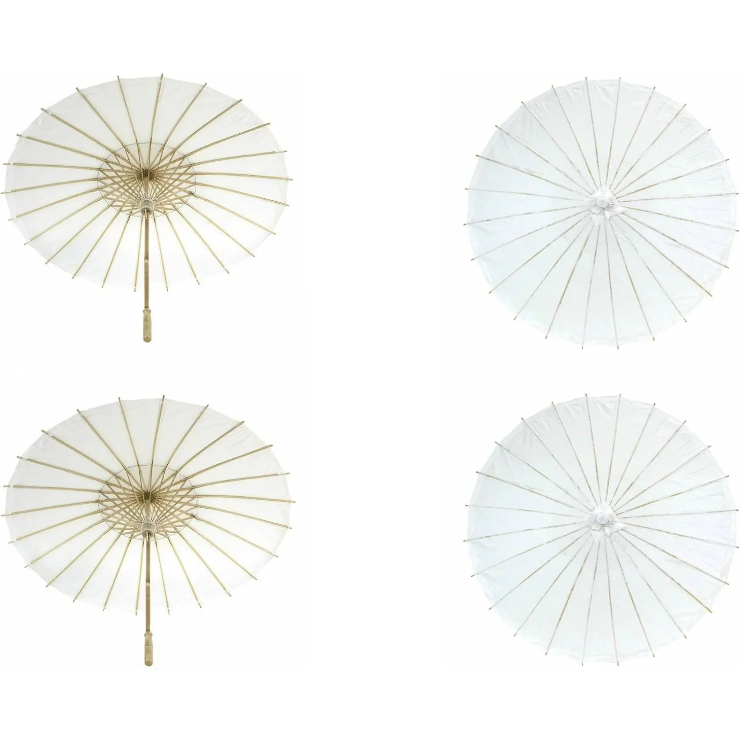 Koyal Wholesale 4Pcs White Parasol Umbrella 32" White Paper Umbrella for Wedding Paper Parasol Umbrella for Sun Bridal Party Chinese Japanese Parasol DIY Craft Arts