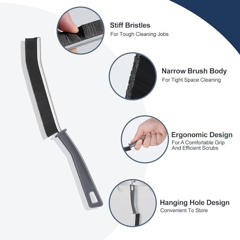 3-Piece Multi-Functional Gap Cleaning Brush Set, Effective Bathroom & Kitchen Cleaner, Compact Brushes for Sinks, Bathtubs, Toilets