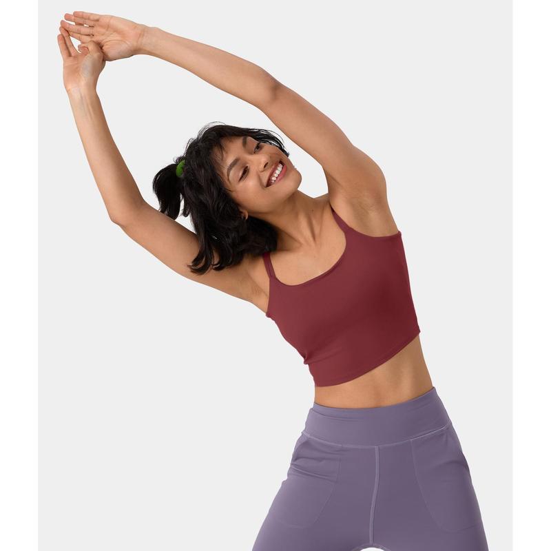 Halara Double Straps Backless Twisted Cropped Yoga Tank Top#TikTokShopBacktoSchool