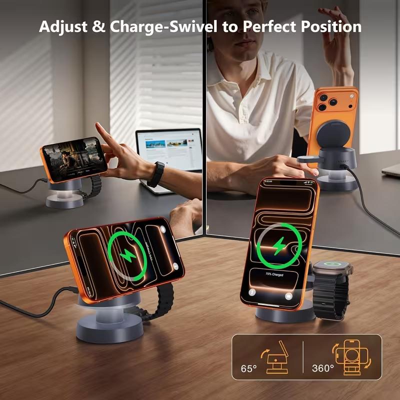 Mushroom Lamp 15w Fast Charger, Magnetic 4-In-1 Wireless Charger, Nightstand Preferred, Fast Charge Mobile Phone/watch/headphones, Electronic Gadgets