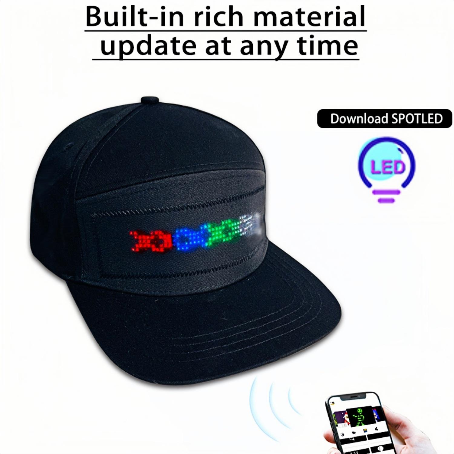 LED Hat with Customizable Image & Text, Bluetooth-compatible Controlled LED Display, Perfect for Parties, Advertisements, Festive Celebrations, Customizable Hats