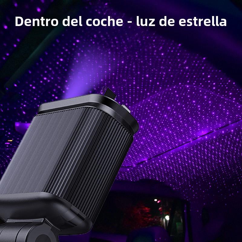 Fast car charger with Starlight 4-in-1 Retractable Car Charger With built-in double cable Voltage Display 31.5 Inch Range Built-in Starlight Projector