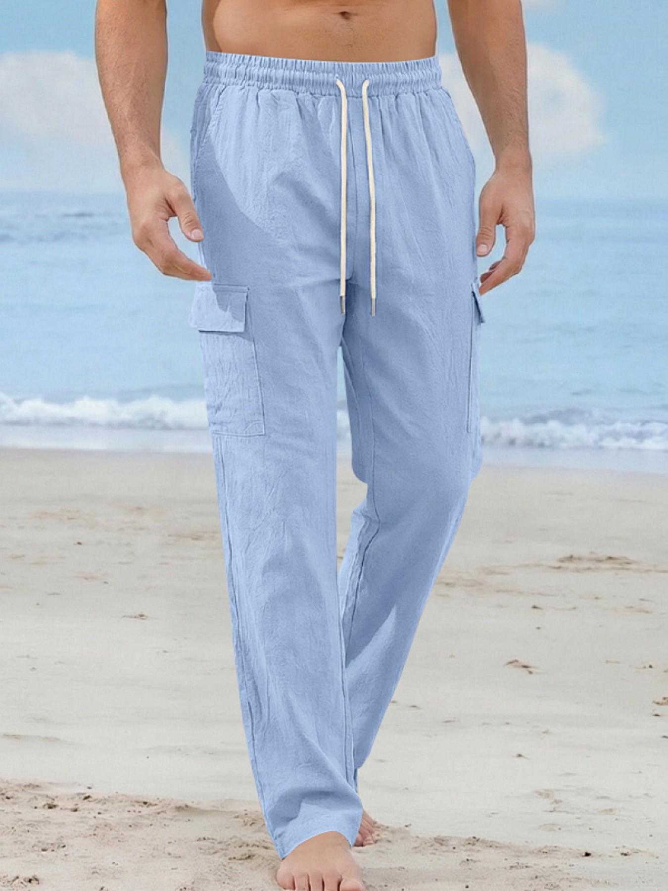 Men's Loose Linen Pants, Simple Luxurious Outdoor Workwear, Sporty Casual Long Pants, New American Style, Comfortable and Stylish