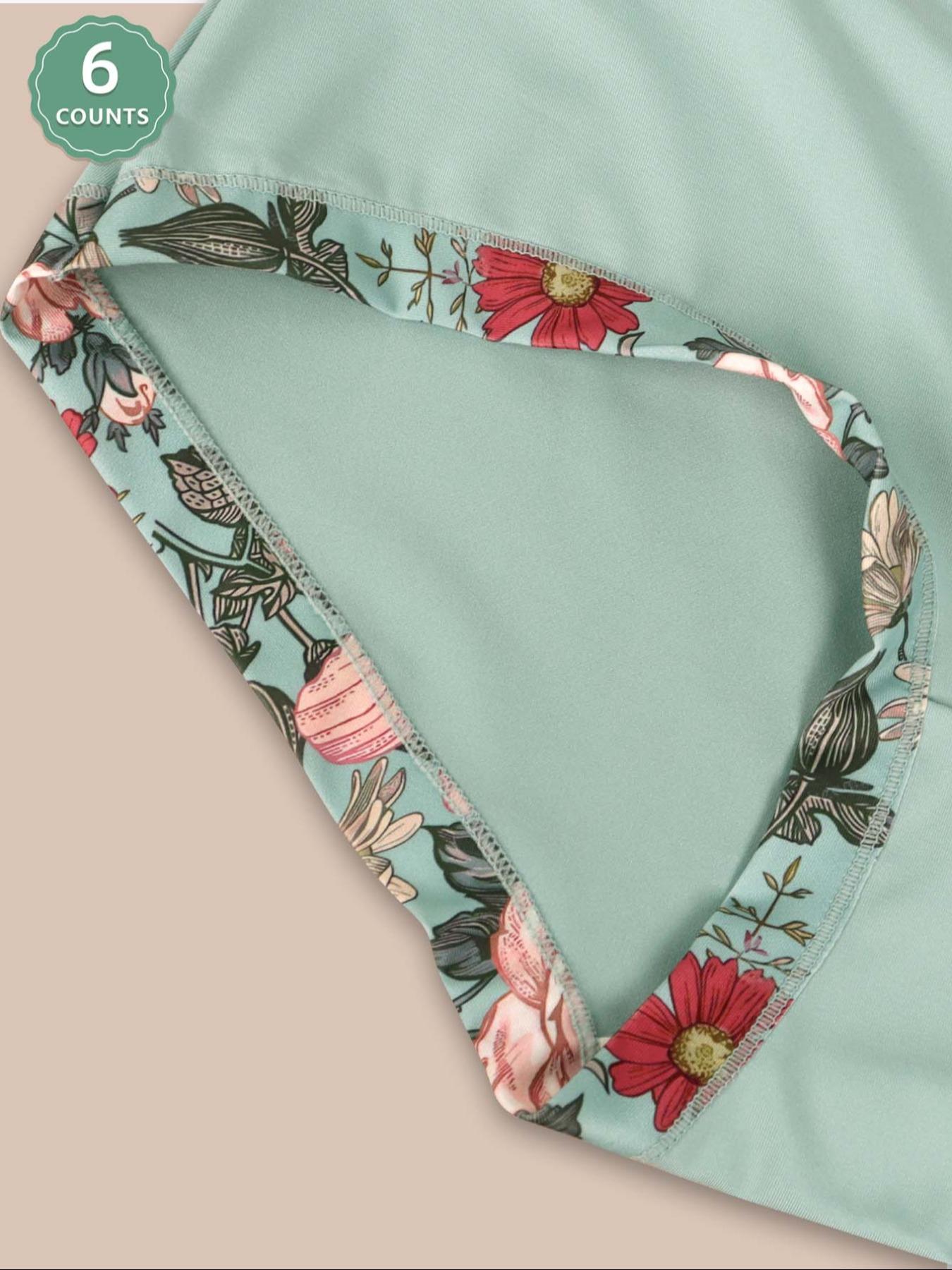 Women's Floral Print High Waist Panty, High Waisted Briefs, Soft Comfy Breathable Knicker for Daily Wear, Underwear for All Seasons, Women Underwear Pack, Womenswear, Casual Elegant Panty