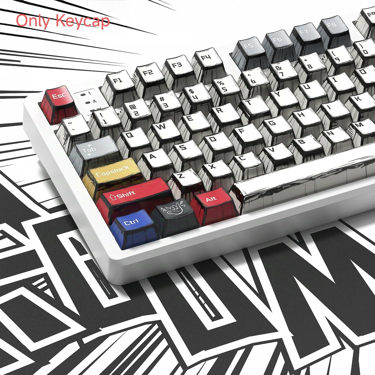 Aula  Mechanical Full Size Keycaps, PBT  Keycaps 130 Keys Set Custom Key Caps Set OEM Profile, Universal Compatiability For 61/68/84/87/98/100 Cherry Mechanical Manga Keycaps-Only Keycap