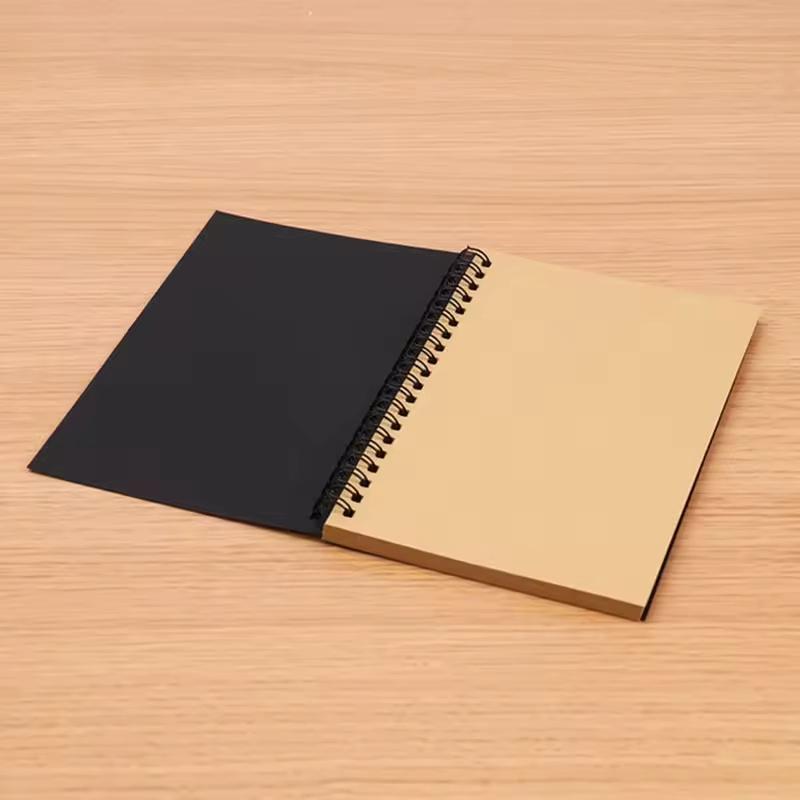 A5 12×18cm Blank Inner Page Spiral Notebook Writing Notebook 4 Styles Kraft/Black Cover Plain Drawing Book Office Notepad Children Graffiti Diary School Sketch Stationery