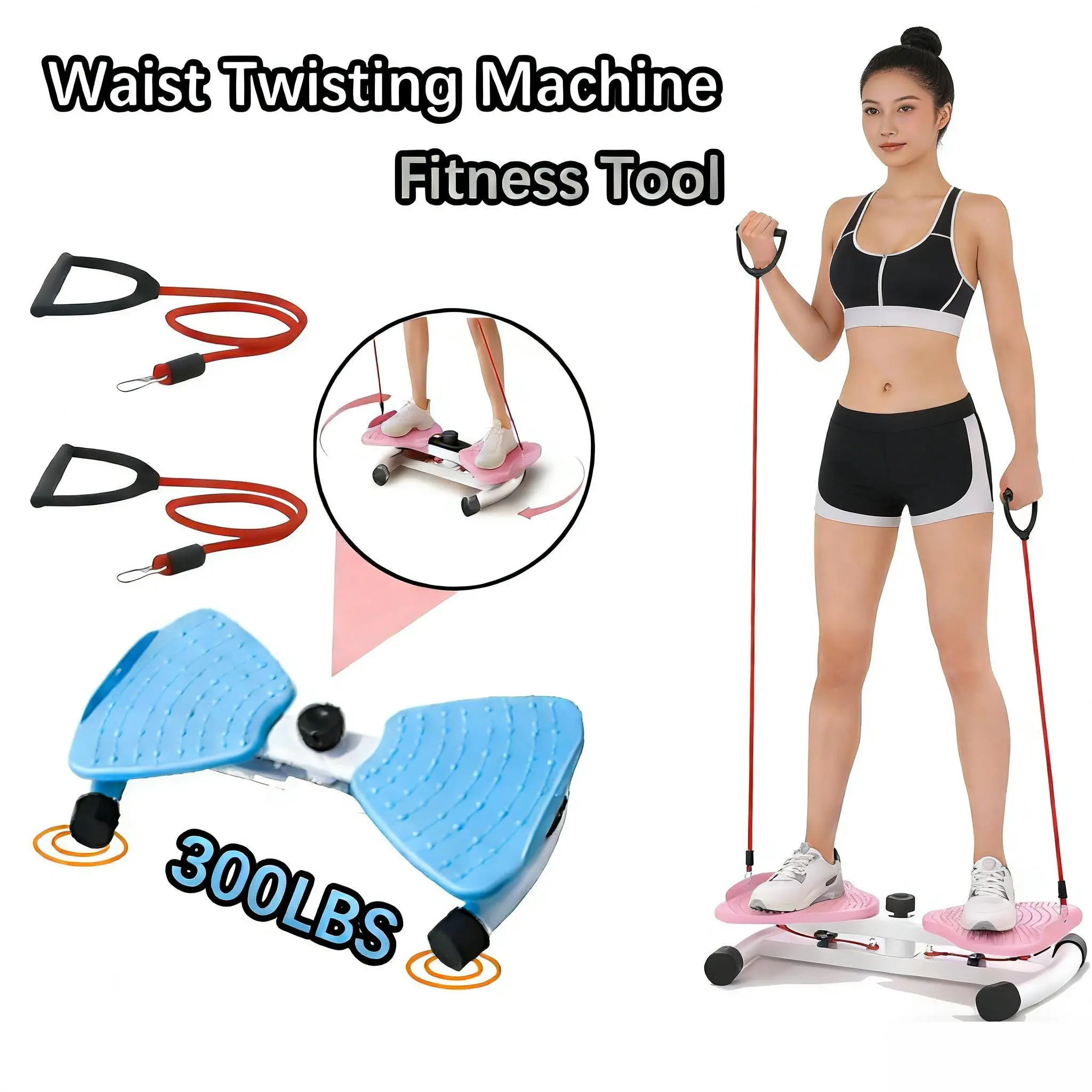 Waist Twisting Board - Home Gym Adjustable Ab Trainer, 300lbs Weight Capacity, Silent Anti-Slip Core Training Tool, Increases Pulling Resistance, Enhances Stability, Suitable for All Fitness Stages, Tummy Exercise Equipment, Stomach Workout Equipment, Hom