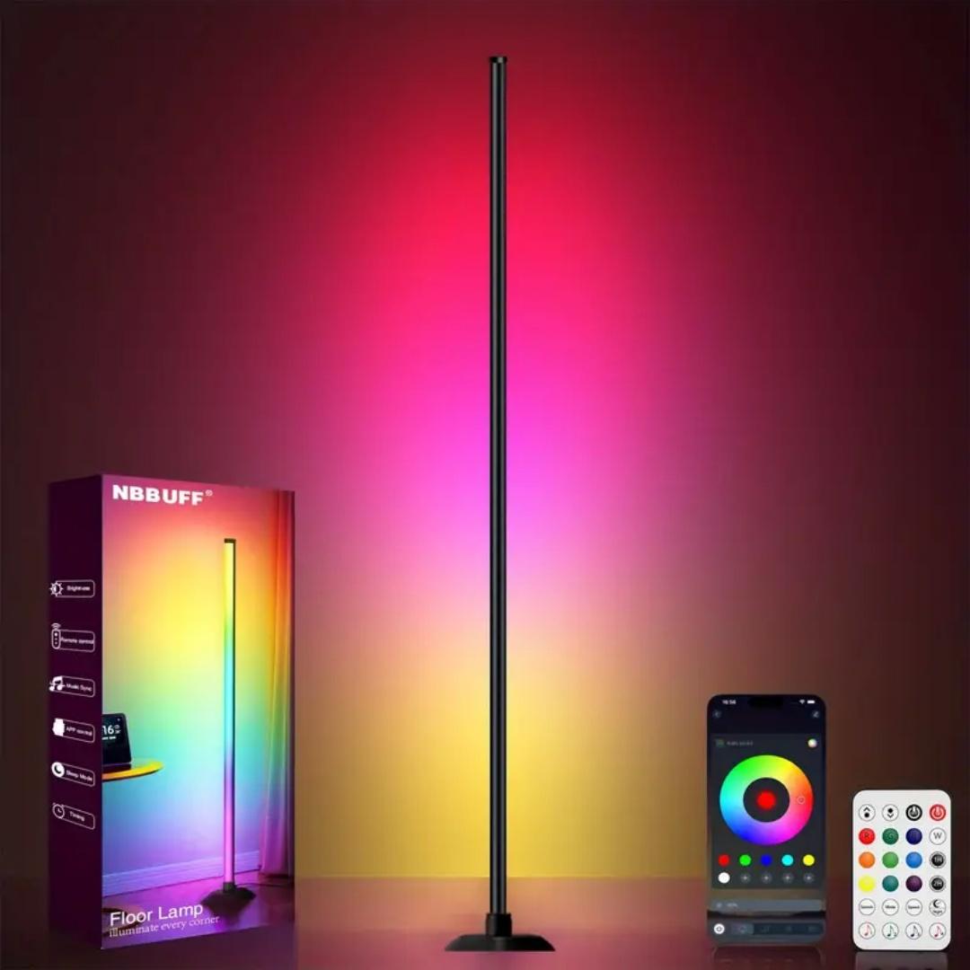 RGB LED Floor Lamp with Remote & App Control, USB Powered Smart Standing Lamp, Color Changing Ambient Light for Living Room Bedroom Home Decor