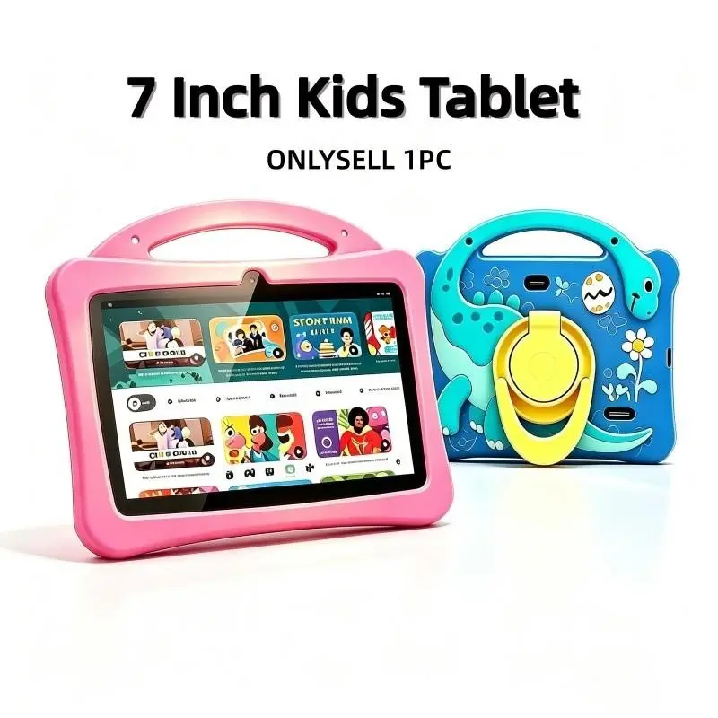 7-Inch Kids Education Tablet with Silicone Case, Drop-Proof Learning Device, Android Smart Tablet, Wi-Fi Touchscreen, Ideal Gift for Students, Toddler Tablet
