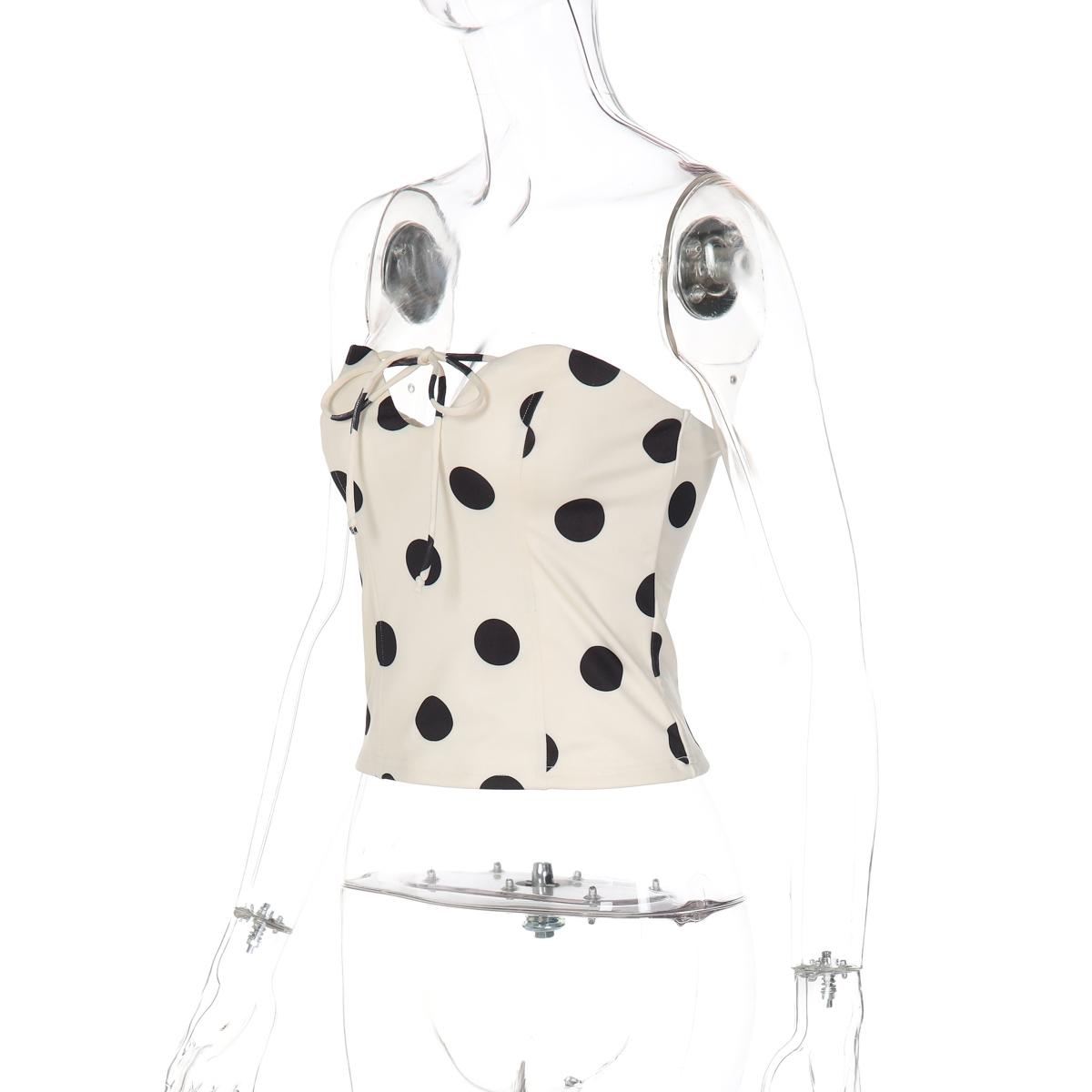 Women Summer Sexy Strapless Polka Dot Party Club Beach Vacation Tube Tops