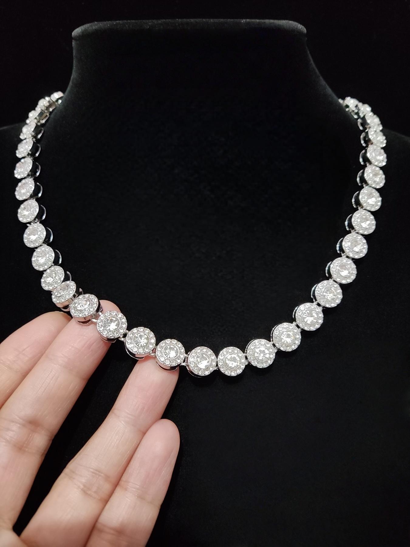 2Pieces/Set Men Women Hip Hop Round Necklace And Bracelet , Fashion Punk  Iced Out Bling Bling Set Jewelry For Lover Gift