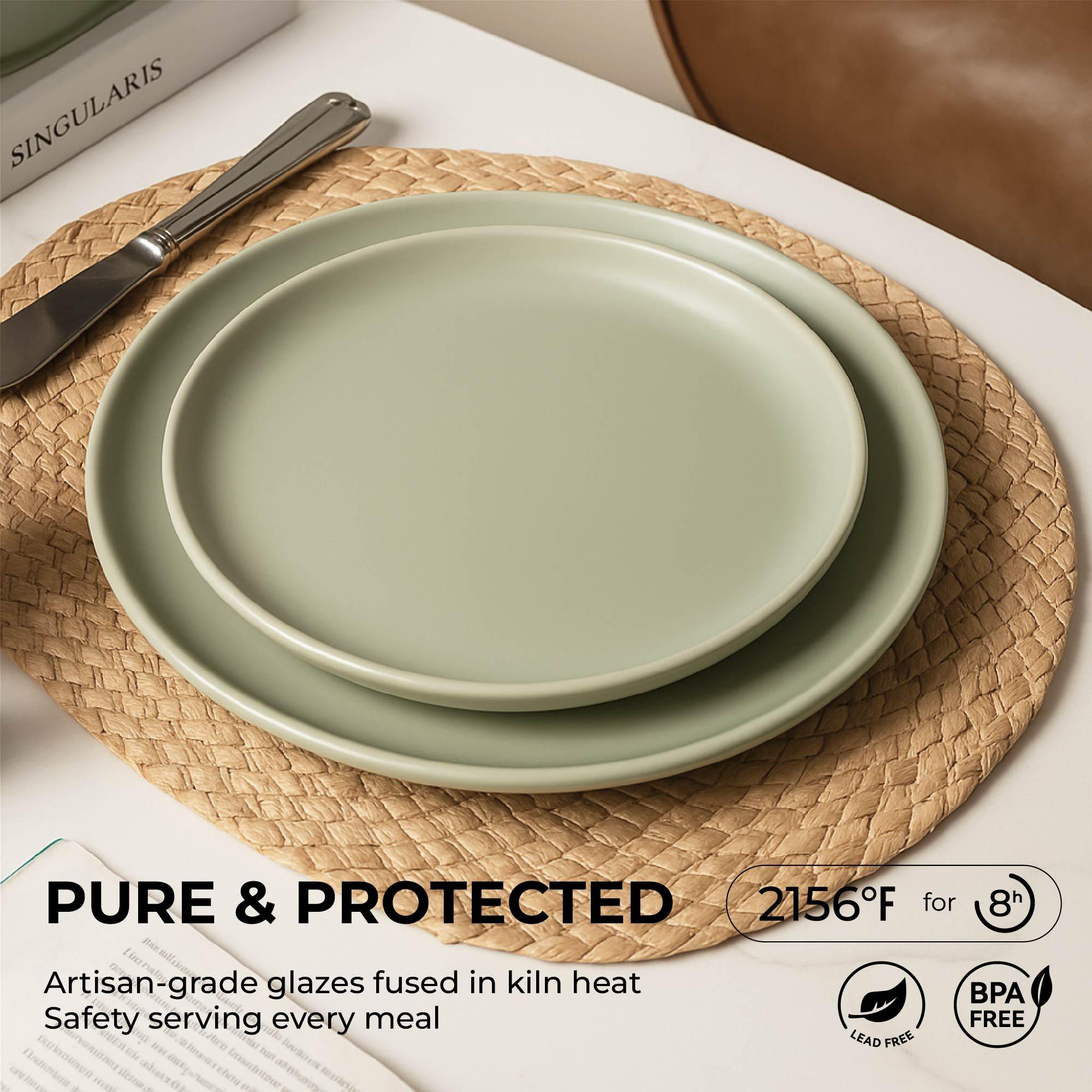 【TikTokShopBlackFriday】12-Piece Stoneware Dinnerware Set with or without Mugs | Plates, Bowls, Optional Mugs | Microwave & Dishwasher Safe | Non-Toxic, Stackable Matte Glaze Tableware for 3–4