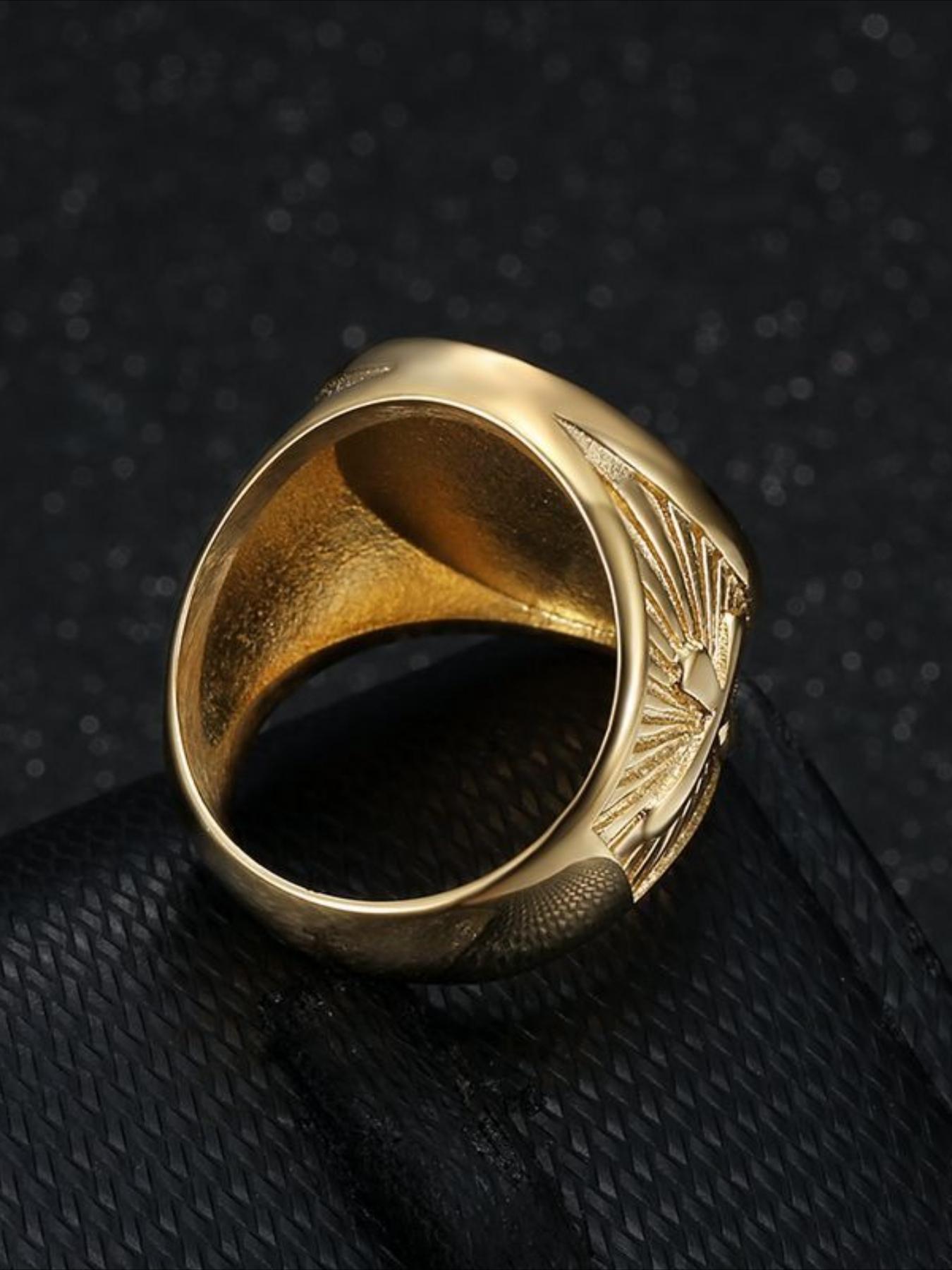 New style of new temperament domineering high-end hip-hop HIPHOP ring trendy and versatile retro gold YS cross men's ring accessories