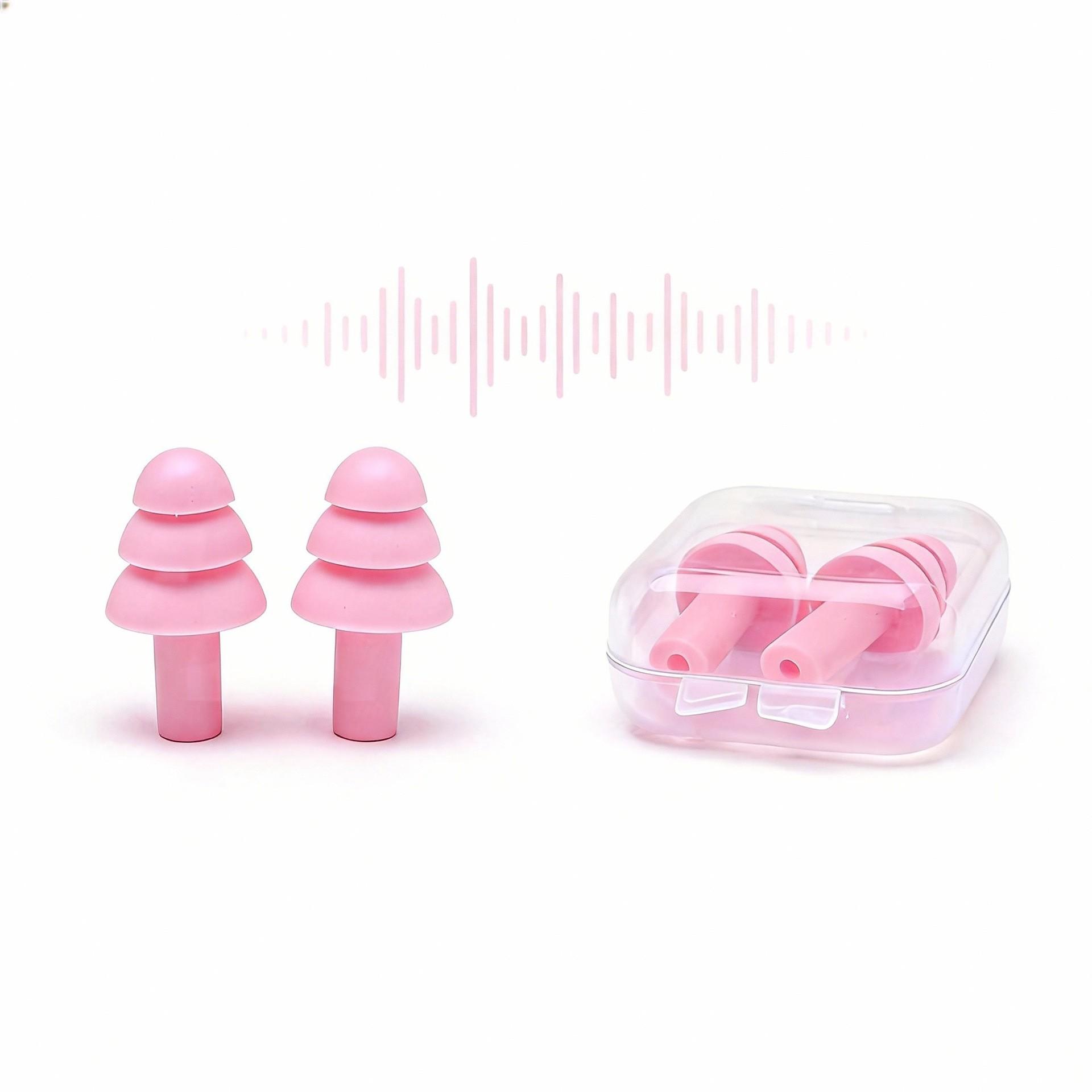 4 Pairs Noise-Reducing Earplugs, Waterproof Silicone Earplugs for Swimming, Soundproof Earplugs for Sleep, Study, Work