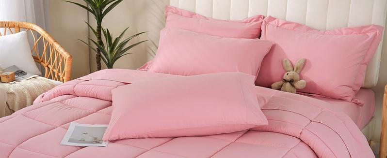 【Black Friday】DOWNCOOL 7Pcs Comforter Sets, Multi-color Bedding Sets , All Season Down Alternative Bedding Comforter Sets with Comforter, Flat Sheet, Fitted Sheet, 2 Pillow Shams & 2 Pillowcases, Summer Turn Up Pink Bedroom Accessories 【Black Friday】DOWNCOOL 7Pcs Comforter Sets, Multi-color Bedding Sets , All Season Down Alternative Bedding Comforter Sets with Comforter, Flat Sheet, Fitted Sheet, 2 Pillow Shams & 2 Pillowcases, Summer Turn Up Pink Bedroom Accessories
