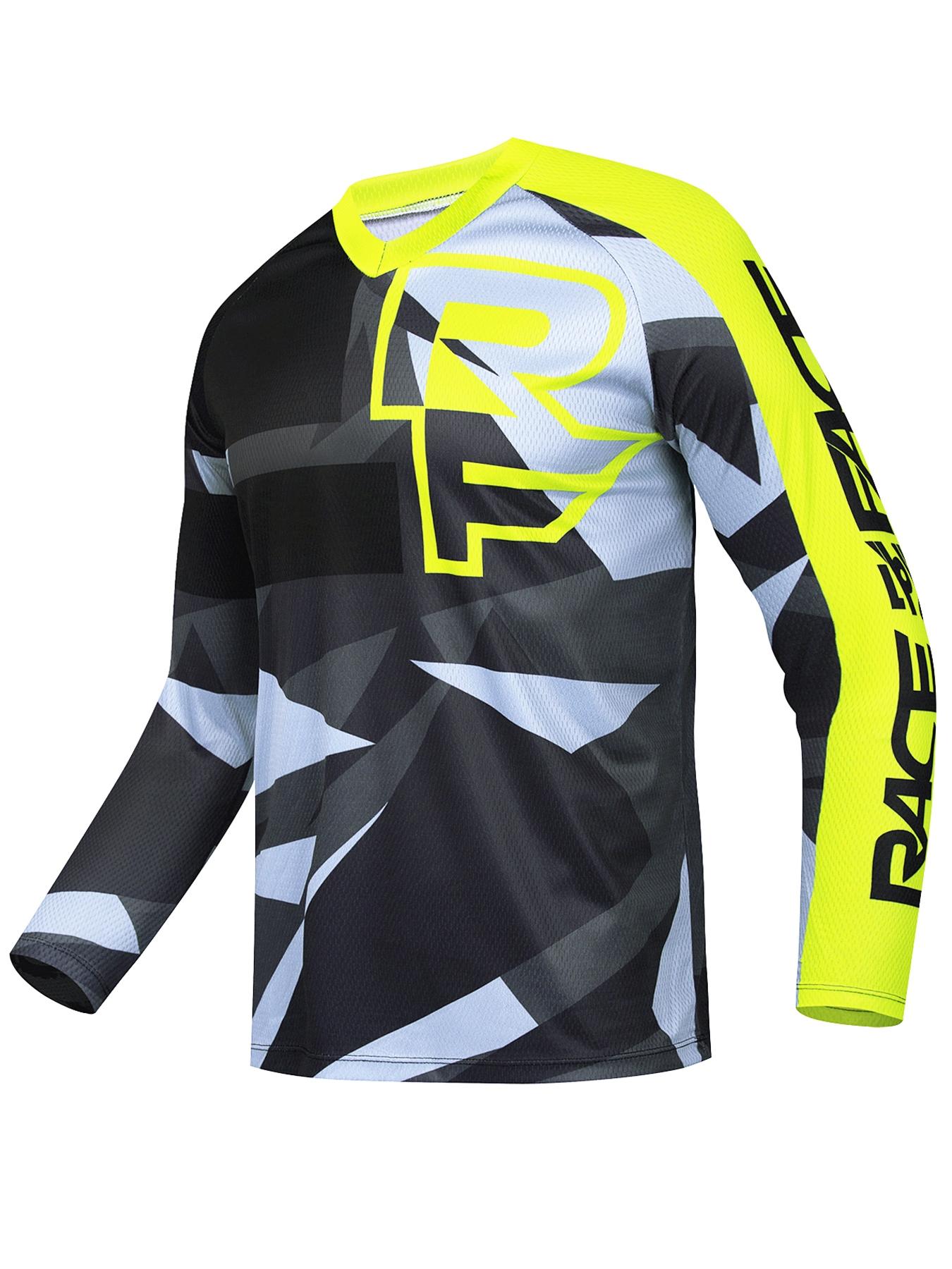 Men's Long Sleeve Motorcycle Riding Jacket, Boyfriend Style Bicycle Shirt, Mountain Bike Downhill Off-Road Clothing, Atv Gear, Motorcycle Jersey