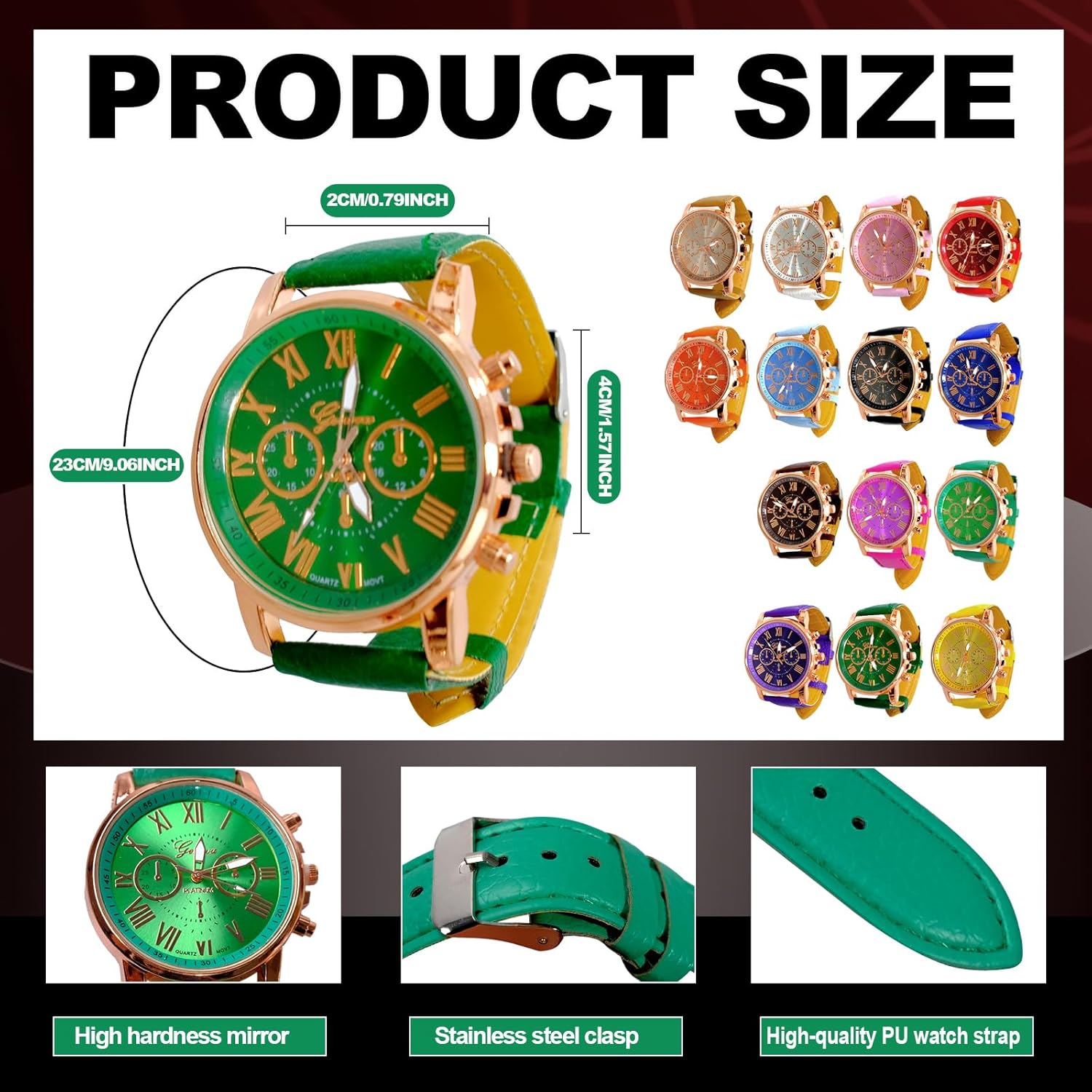28 count Assorted  Watch Sets for Men and Women with Roman Numerals PU Leather Bands, Unisex Quartz Watches,Women's Wrist Watches