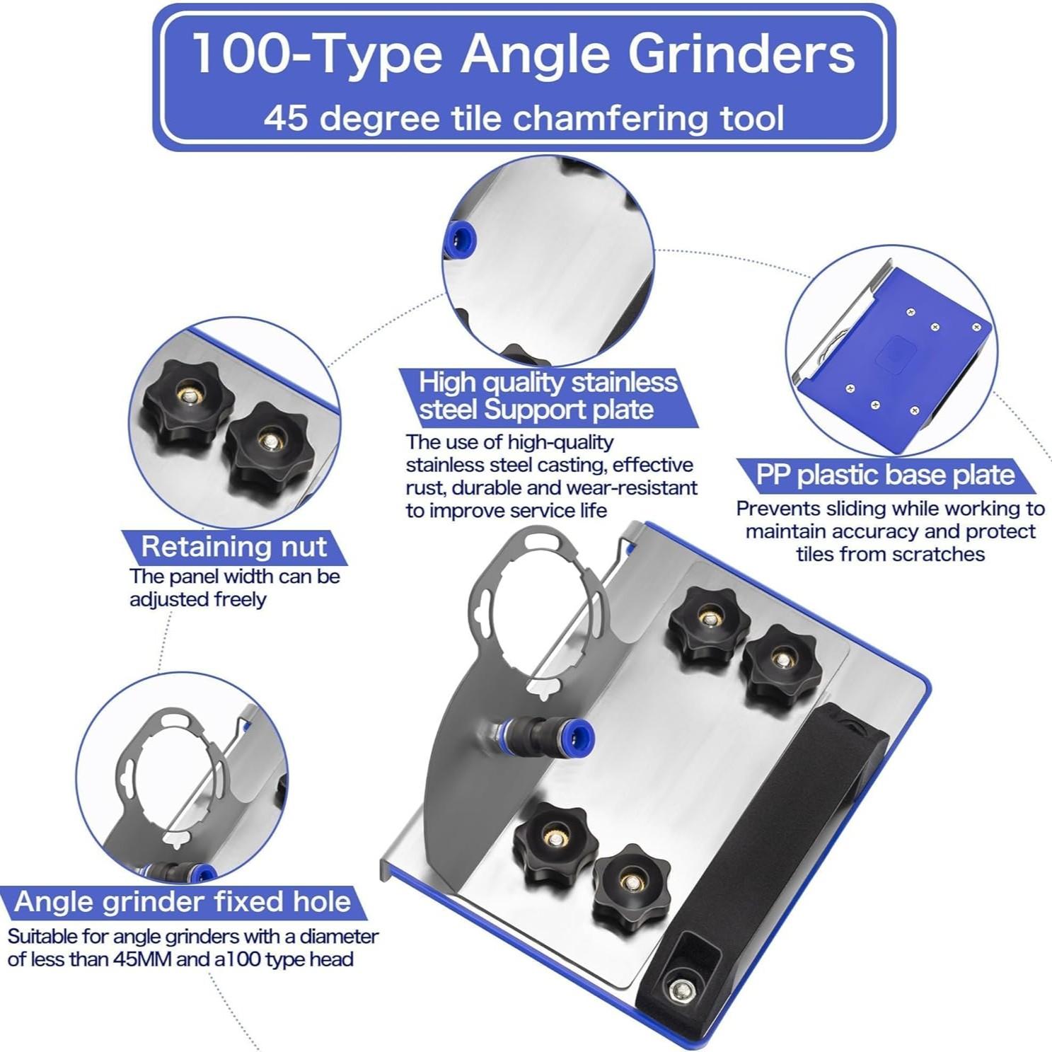 Angle Grinder Attachments Stand for the Pro, 45 Degree Tile Chamfering Tool, Ceramic Tile Cutter Tool, Precision Tile Cutting