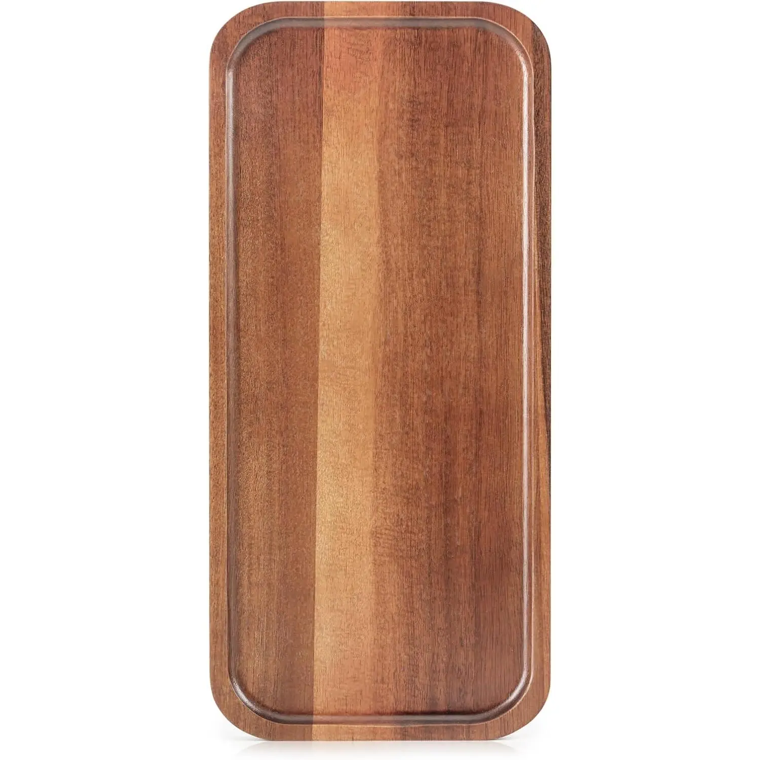Acacia Wood Serving Tray, Rectangle Charcuterie Board and Platter, 14 x 6.5 Inches, for Cheese, Appetizers, Bathroom Vanity, Home Decor