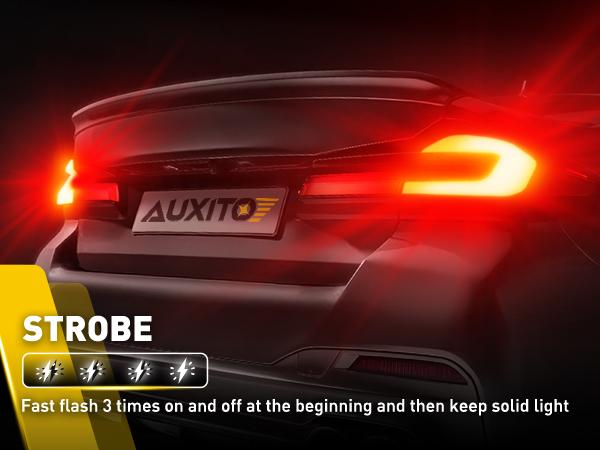 AUXITO Upgraded 7440/7443 3156/3157 1157 1156 LED Bulbs for Reverse Lights Brake Tail Light Bulbs, CANBUS Ready, 3800LM 500% Brighter White/Red/Yellow/Flashing Strobe Red included, for Backup Tail Brake DRL Turn Signal Parking Lights,Pack of 2