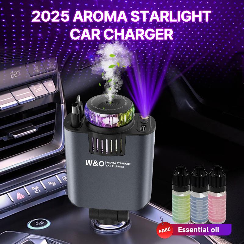 Aromatic Starlight In Car Roof Retractable Car Charger 5-in-1 Smart Car Charger Lightning Cable Fast Charging Adapter red light Car Air Freshener Starlight