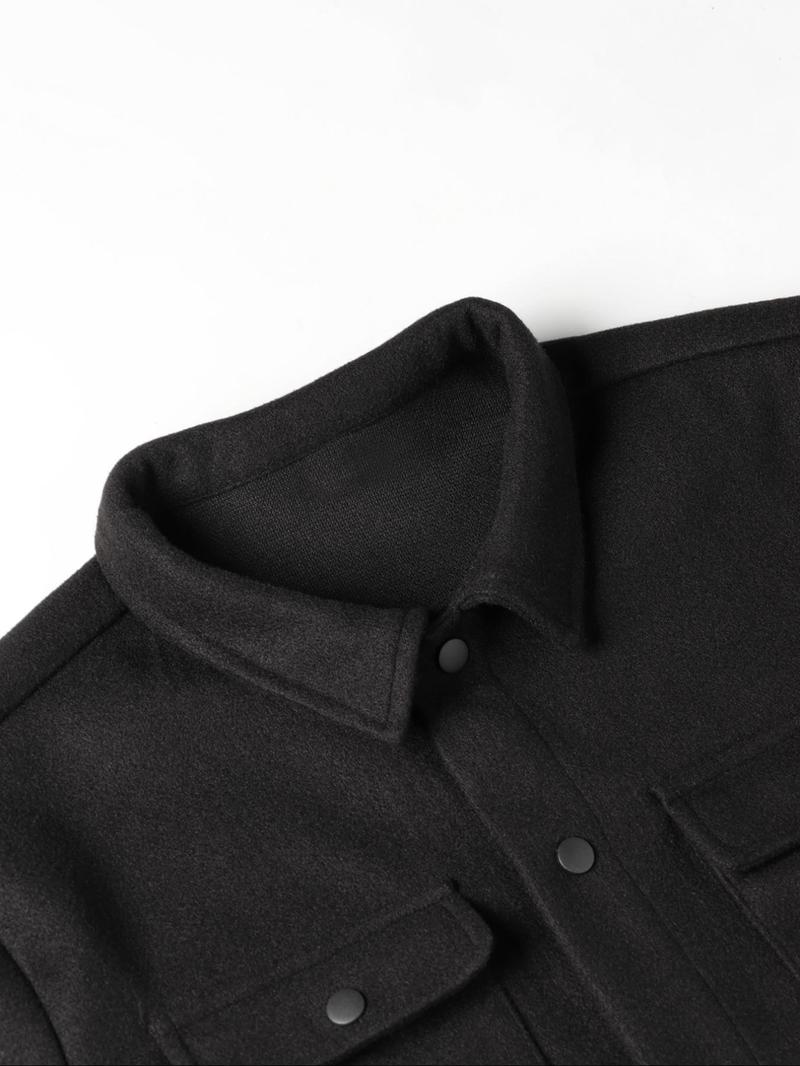 Men's Button Front Pocket Jacket Coats, Casual Collared Long Sleeve Outerwear for Fall & Winter, Men's Tops for Daily Wear, Men's Drippy Outfits Going Out Outfit Men's Button Front Pocket Jacket Coats, Casual Collared Long Sleeve Outerwear for Fall & Winter, Men's Tops for Daily Wear, Men's Drippy Outfits Going Out Outfit