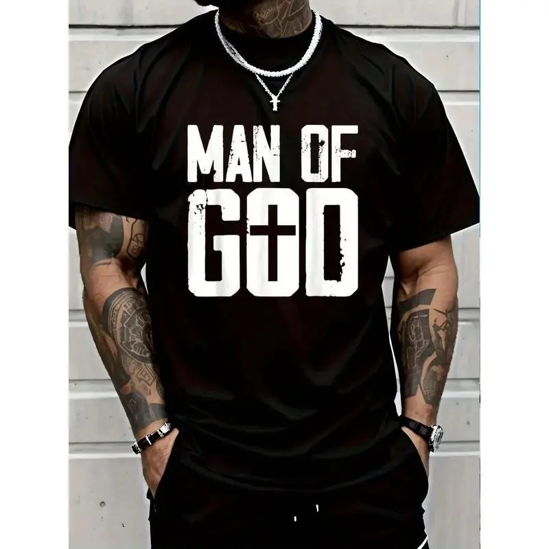 100% Cotton Man Of God I Jesus T-Shirt Women's Men Graphic Tee Casual Streetwear Casual Fit Comfy
